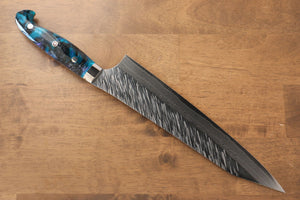 黒崎 優 風神 SPG2 鎚目 牛刀包丁 和包丁 240mm 青紫アクリル柄 - 清助刃物