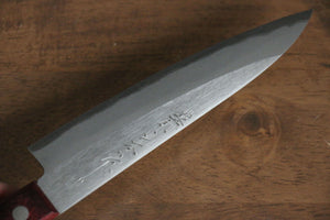 山本 直 白ニ鋼 ペティーナイフ  150mm 赤合板柄 - 清助刃物