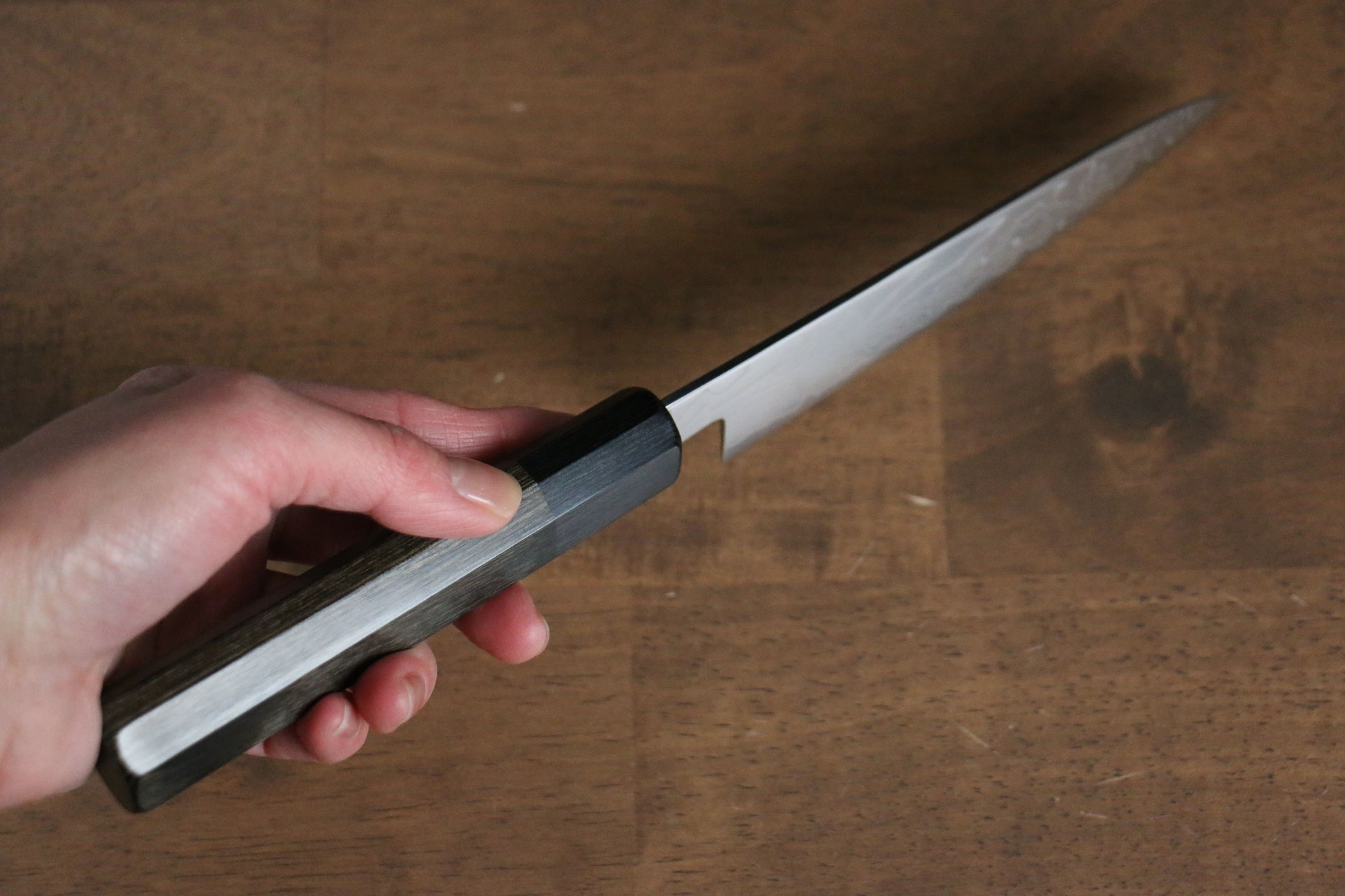 佳人 コバルトスペシャル鋼 ダマスカス ペティーナイフ  135mm グレー合板柄 - 清助刃物