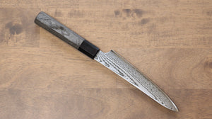 寛丈 V金10号 ダマスカス ペティーナイフ  150mm グレー合板柄 - 清助刃物