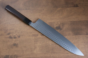 黒崎 優 閃光 R2/SG2 鎚目 牛刀包丁 和包丁 240mm 紫檀 (口輪：黒合板)柄 - 清助刃物
