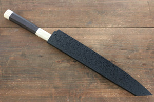 堺 孝行 飛燕 銀三鋼 鏡面仕上げ 切付柳刃包丁 和包丁 270mm 両側リング付き黒檀柄 鞘付き - 清助刃物