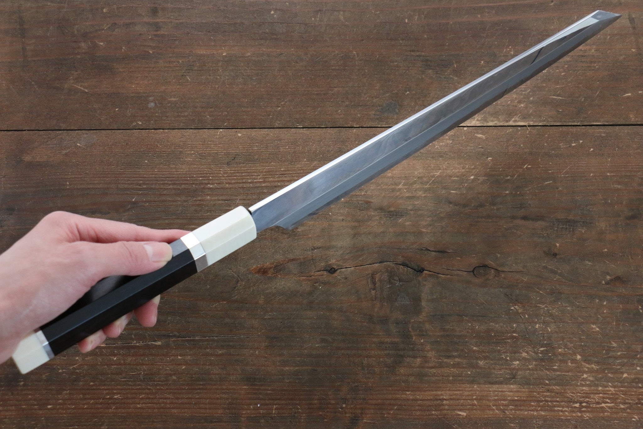 堺 孝行 青一鋼 柳刃包丁 300mm 3個リング付き花梨柄 鞘付き - 清助刃物