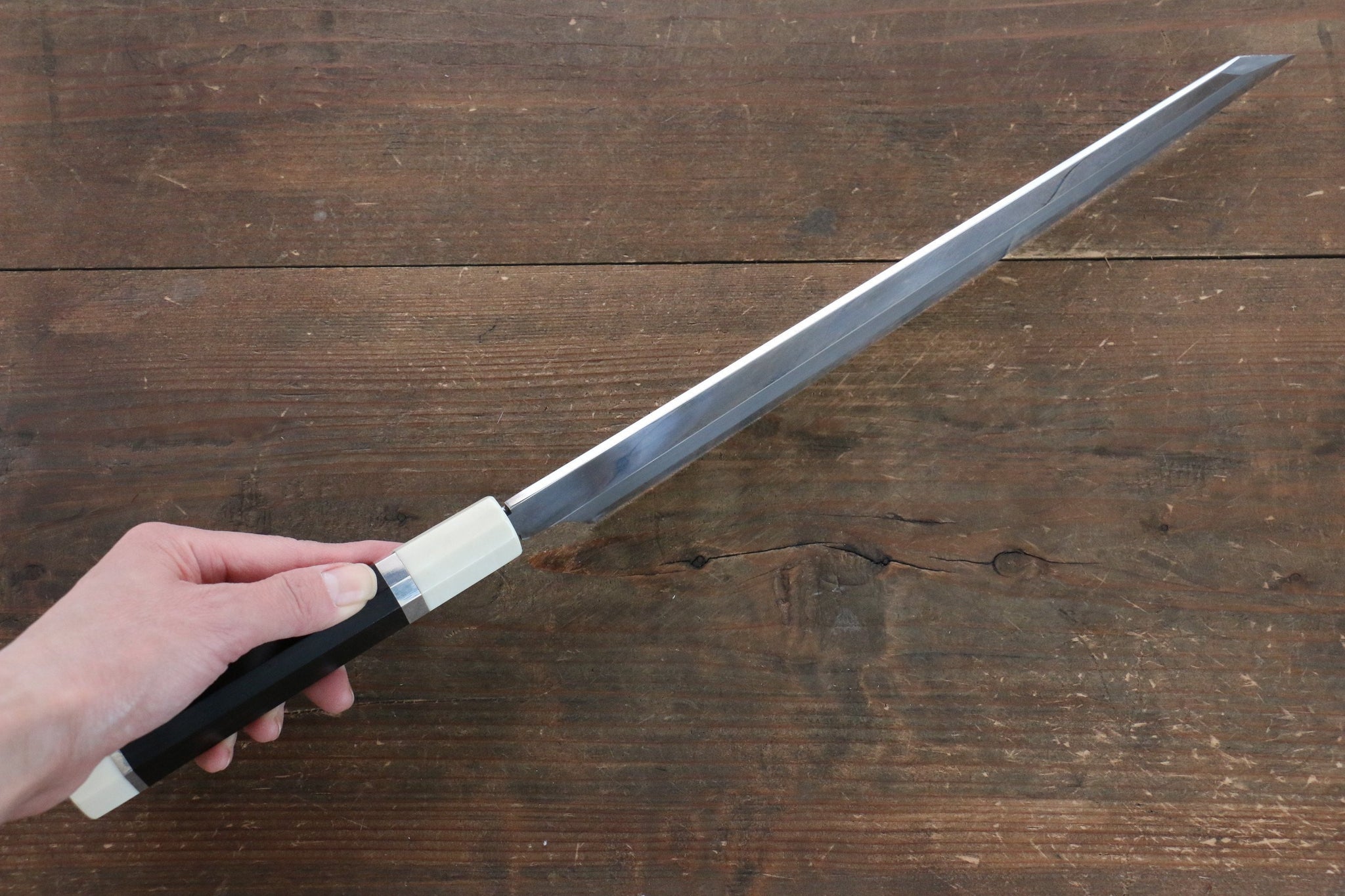 堺 孝行 青一鋼 柳刃包丁 300mm 3個リング付き花梨柄 鞘付き - 清助刃物