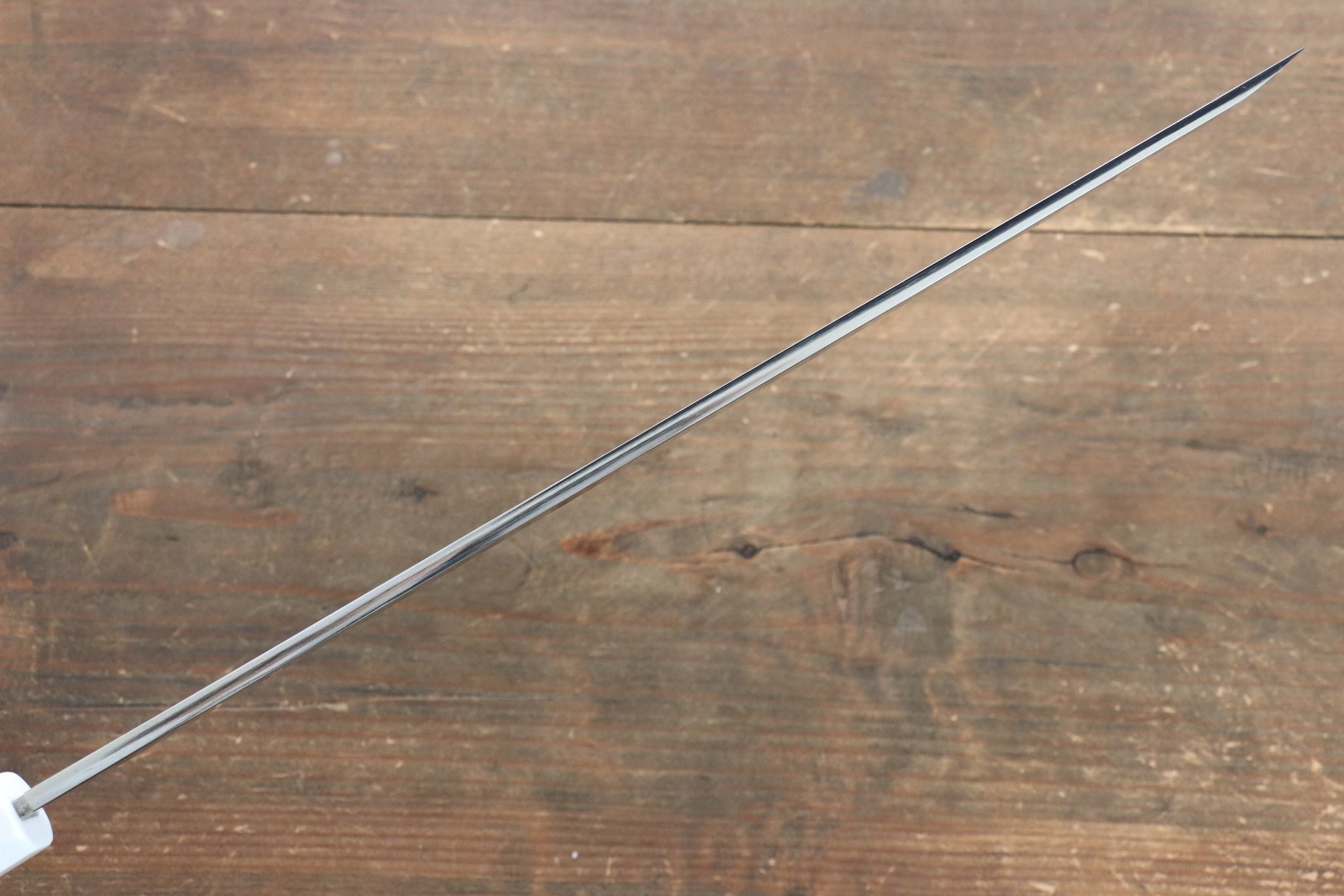 堺 孝行 玄武 本焼 白ニ鋼 先丸柳刃包丁  300mm 両側リング付き黒檀柄 鞘付き - 清助刃物