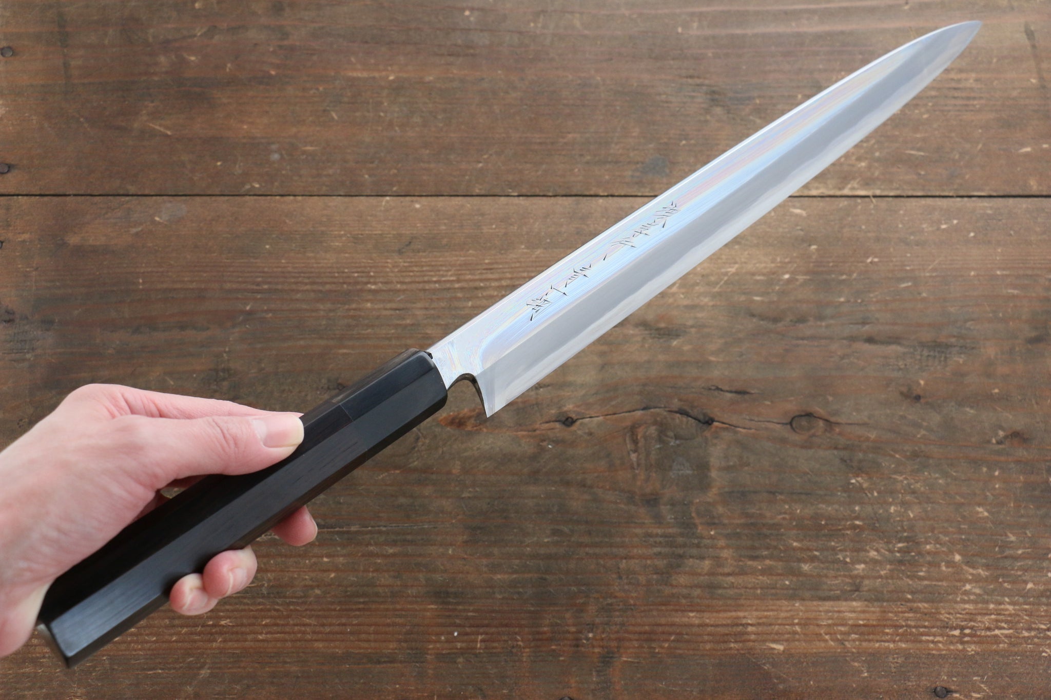 堺 孝行 青一鋼 柳刃包丁 300mm 黒檀柄 鞘付き - 清助刃物