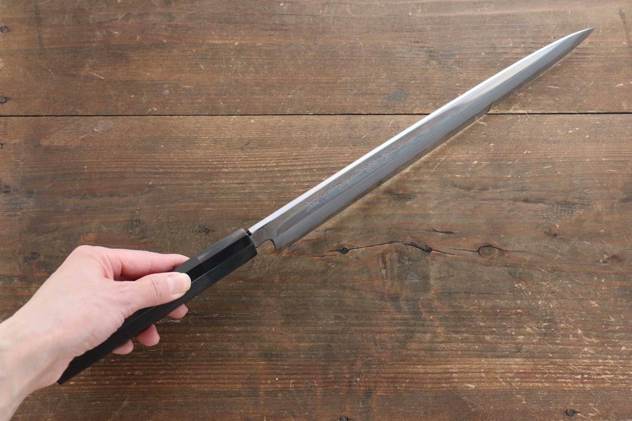 堺 孝行 青一鋼 柳刃包丁 300mm 黒檀柄 鞘付き - 清助刃物