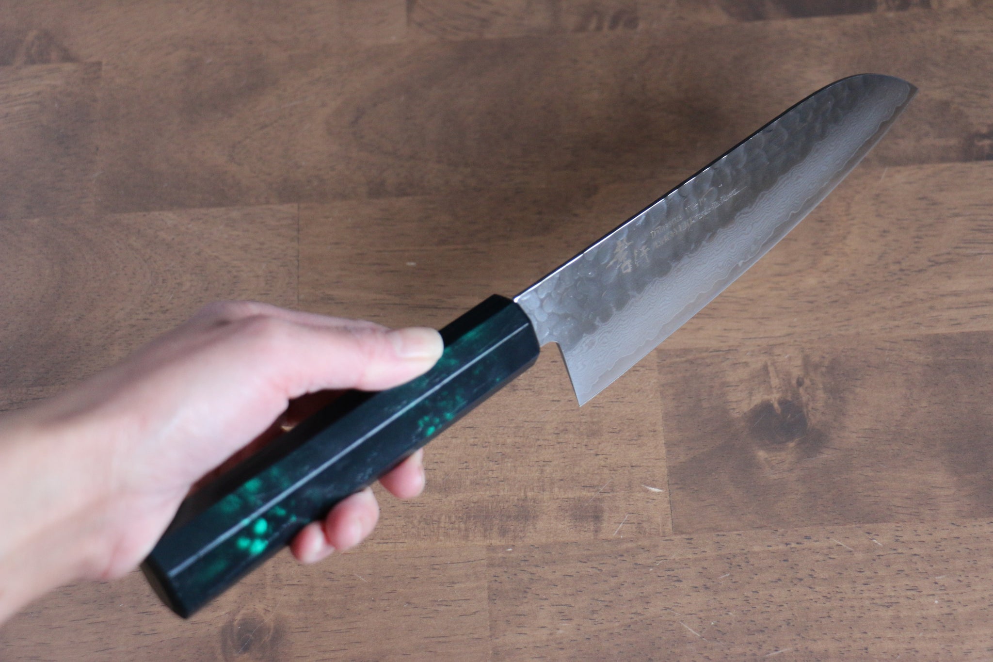 堺 孝行 なないろ VG10 33層 三徳包丁  180mm ABS樹脂(緑べっ甲)柄 - 清助刃物