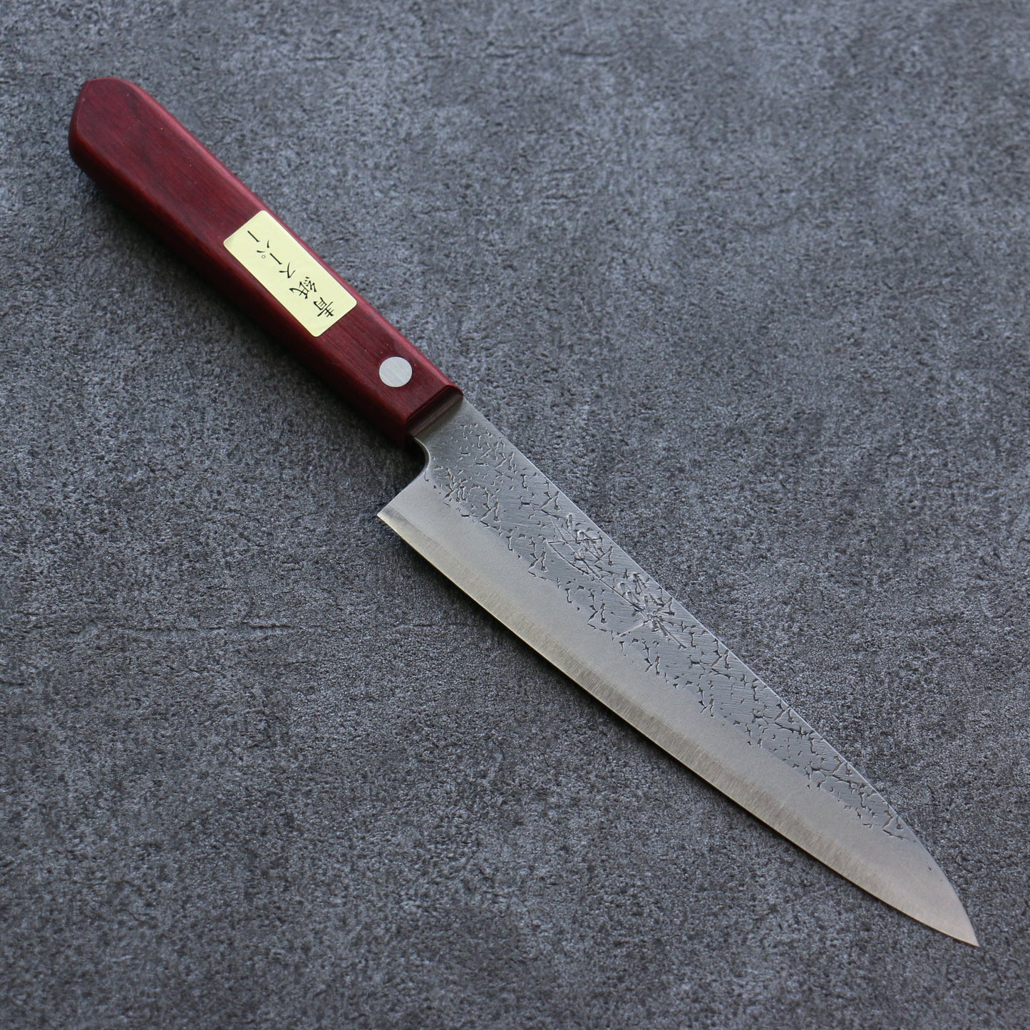 清助 青スーパー鋼 鎚目 ペティーナイフ  150mm 赤合板柄 - 清助刃物