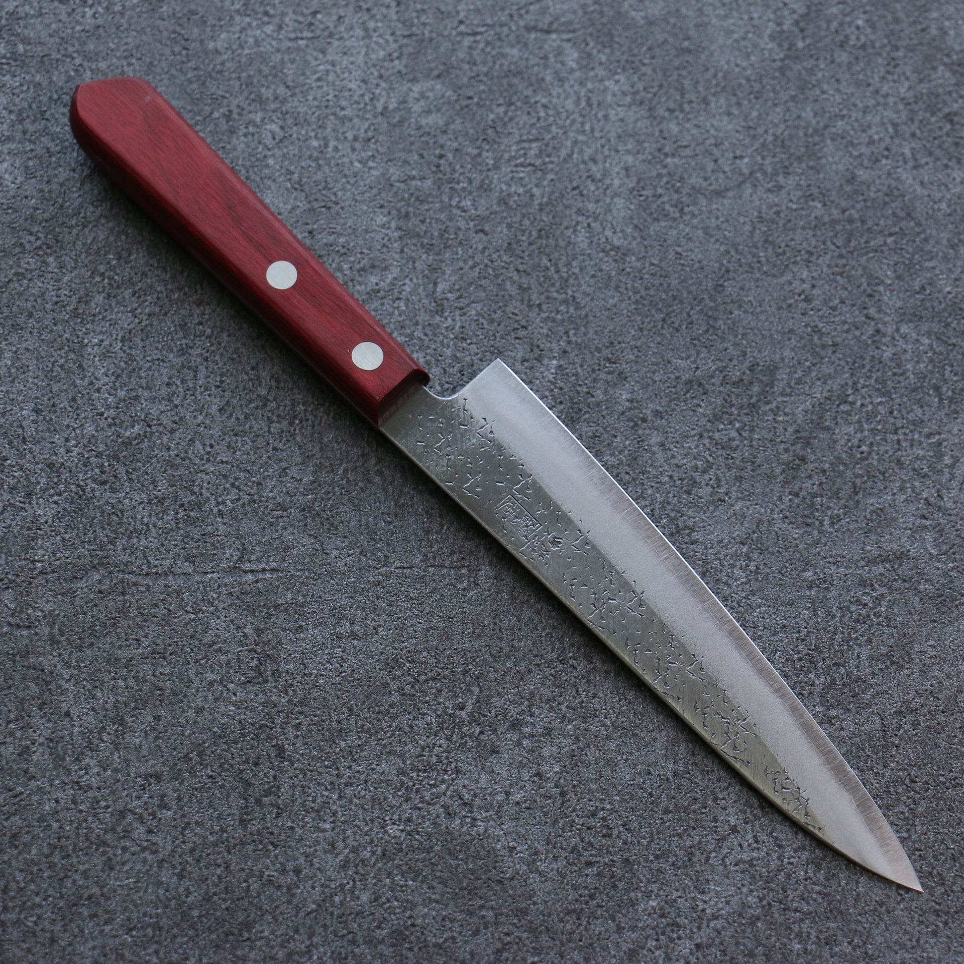 清助 青スーパー鋼 鎚目 ペティーナイフ  150mm 赤合板柄 - 清助刃物