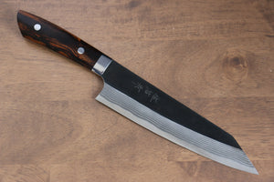 佐治 武士 青スーパー鋼 黒打 ダマスカス 牛刀包丁 和包丁 180mm アイアンウッド(野村型)柄 - 清助刃物