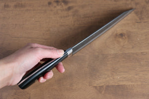 佐治 武士 青スーパー鋼 黒打 ダマスカス 牛刀包丁  180mm 黒マイカルタ(野村型)柄 - 清助刃物