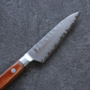 堺 孝行 V金5号 鎚目 ペティーナイフ 和包丁 90mm 茶合板柄 - 清助刃物