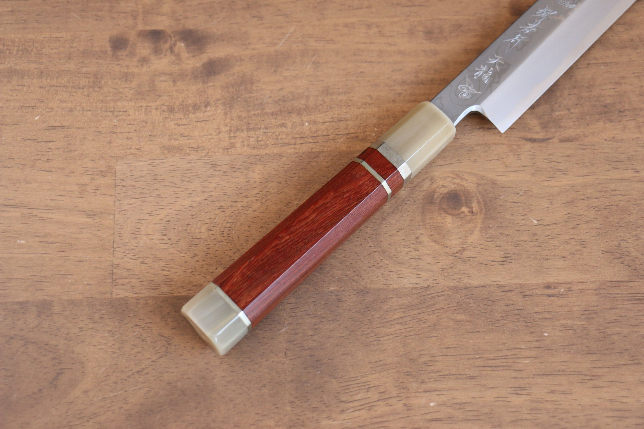 堺 孝行 天龍 うずしお 青ニ鋼 ドラゴンの彫刻入り 柳刃包丁  300mm 赤黒檀柄 鞘付き - 清助刃物