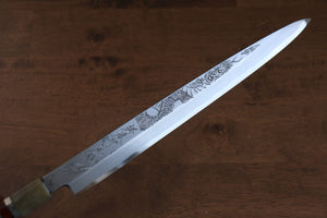 堺 孝行 天龍 うずしお 青ニ鋼 ドラゴンの彫刻入り 柳刃包丁 和包丁 300mm 赤黒檀柄 鞘付き - 清助刃物