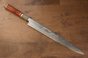 堺 孝行 天龍 うずしお 青ニ鋼 ドラゴンの彫刻入り 柳刃包丁 和包丁 300mm 赤黒檀柄 鞘付き - 清助刃物