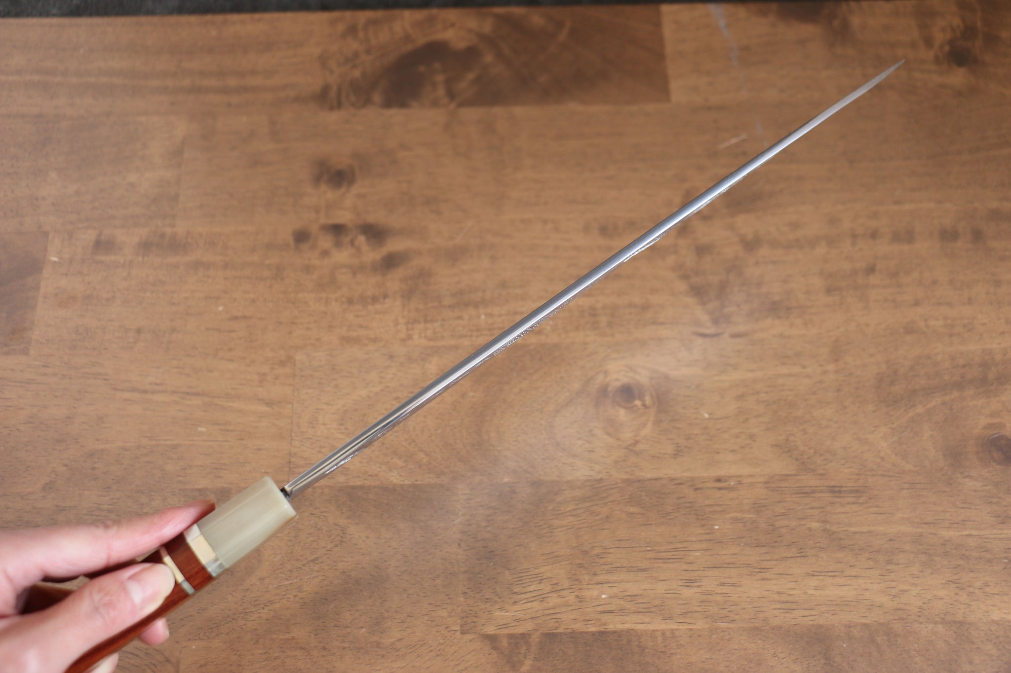 堺 孝行 天龍 うずしお 青ニ鋼 ドラゴンの彫刻入り 柳刃包丁  300mm 赤黒檀柄 鞘付き - 清助刃物