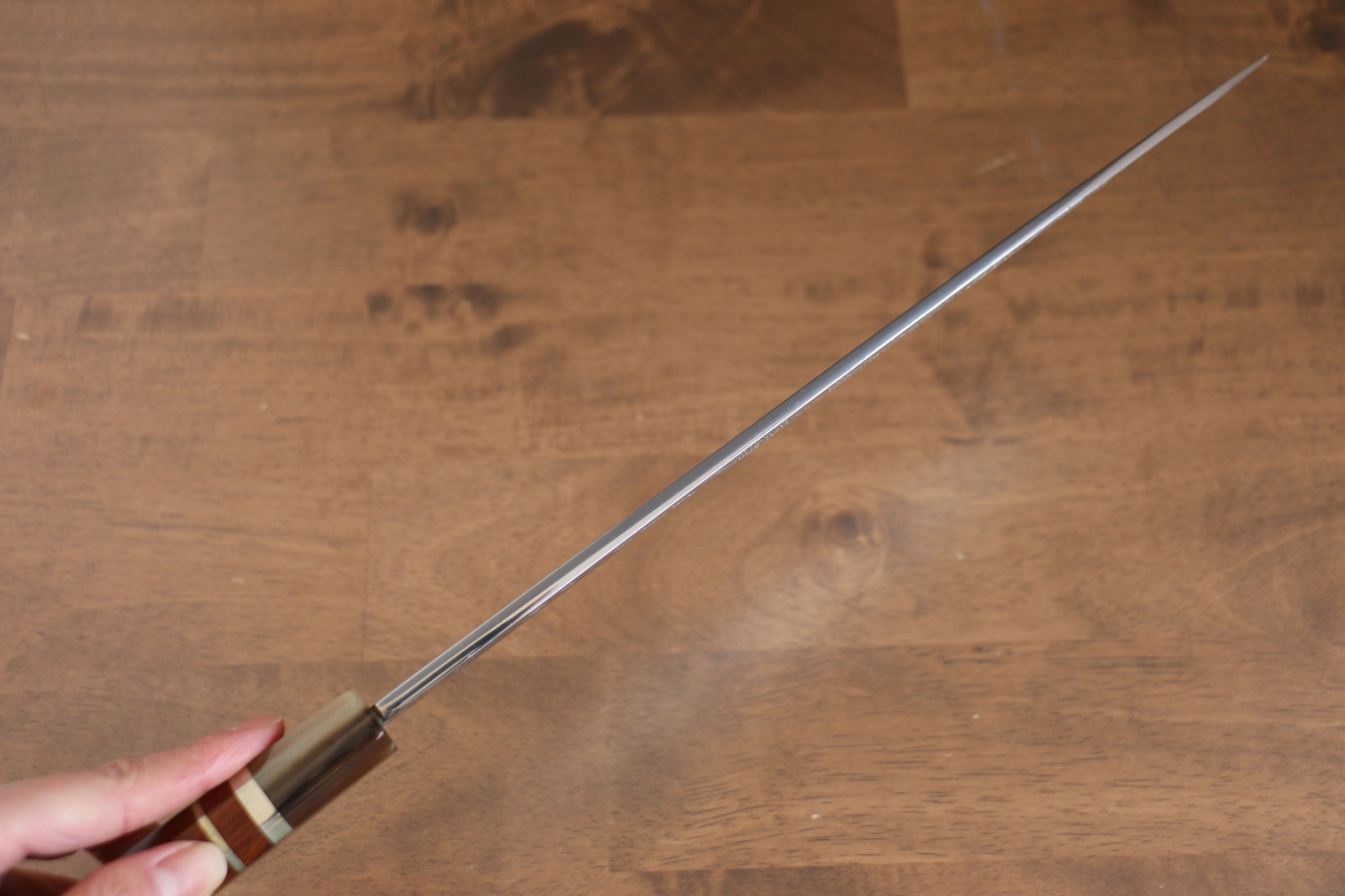 堺 孝行 天龍 うずしお 青ニ鋼 ドラゴンの彫刻入り 柳刃包丁  300mm 赤黒檀柄 鞘付き - 清助刃物