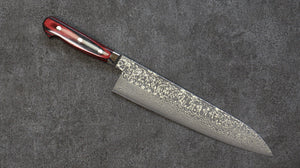 加藤 義実 V金10号 ダマスカス 牛刀包丁  240mm 赤合板柄 - 清助刃物