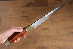 堺 孝行 天龍 うずしお 青ニ鋼 ドラゴンの彫刻入り 柳刃包丁 和包丁 300mm 赤黒檀柄 鞘付き - 清助刃物