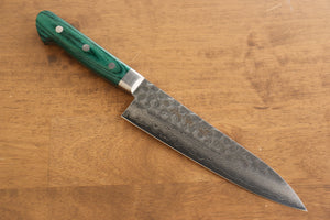 堺 孝行 V金10号 17層ダマスカス 牛刀包丁  180mm 緑合板柄 - 清助刃物