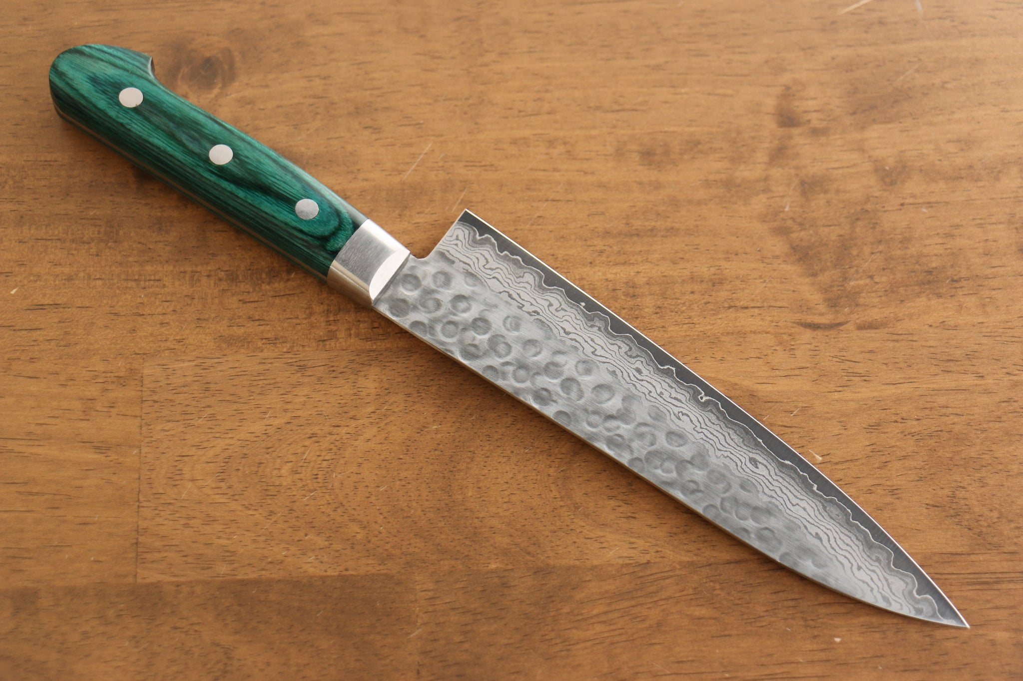 堺 孝行 V金10号 17層ダマスカス 牛刀包丁  180mm 緑合板柄 - 清助刃物