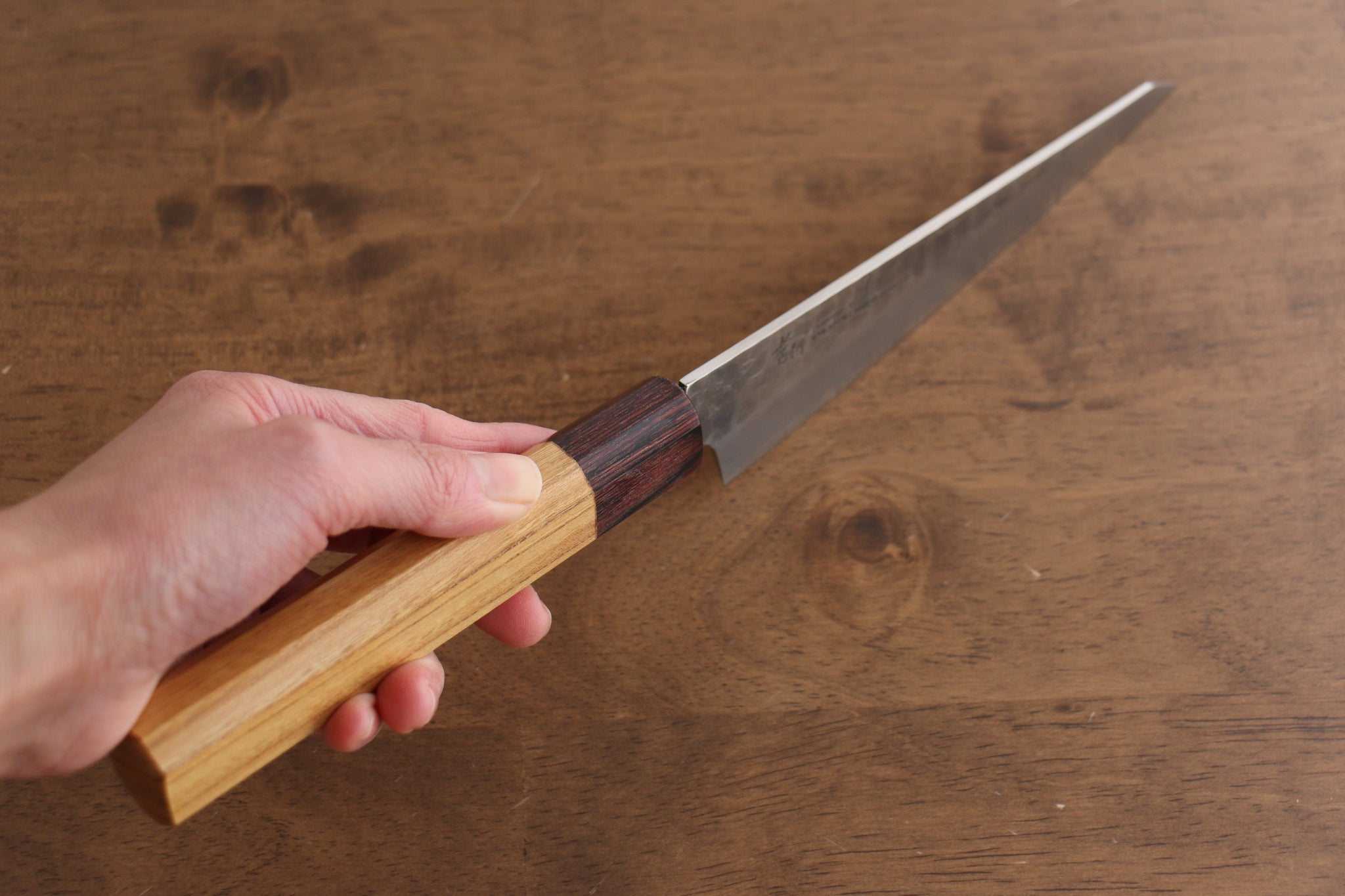 堺 孝行 V金10号 33層ダマスカス サバキ包丁  150mm ケヤキ柄 - 清助刃物