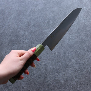 堺 孝行 JEWEL エメラルド V金1号 三徳包丁  180mm ウエンジ(両側緑口輪)柄 - 清助刃物