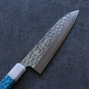黒崎 優 閃光 R2/SG2 鎚目 小三徳包丁 和包丁 150mm ターコイズ(両側白口輪）柄 - 清助刃物