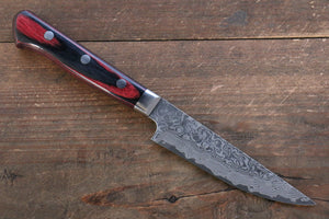 加藤 義実 V金10号 ダマスカス ステーキナイフ 和包丁 100mm 赤合板柄 - 清助刃物