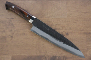 佐治 武士 青スーパー鋼 黒打 鎚目 牛刀包丁 和包丁 210mm アイアンウッド柄 - 清助刃物