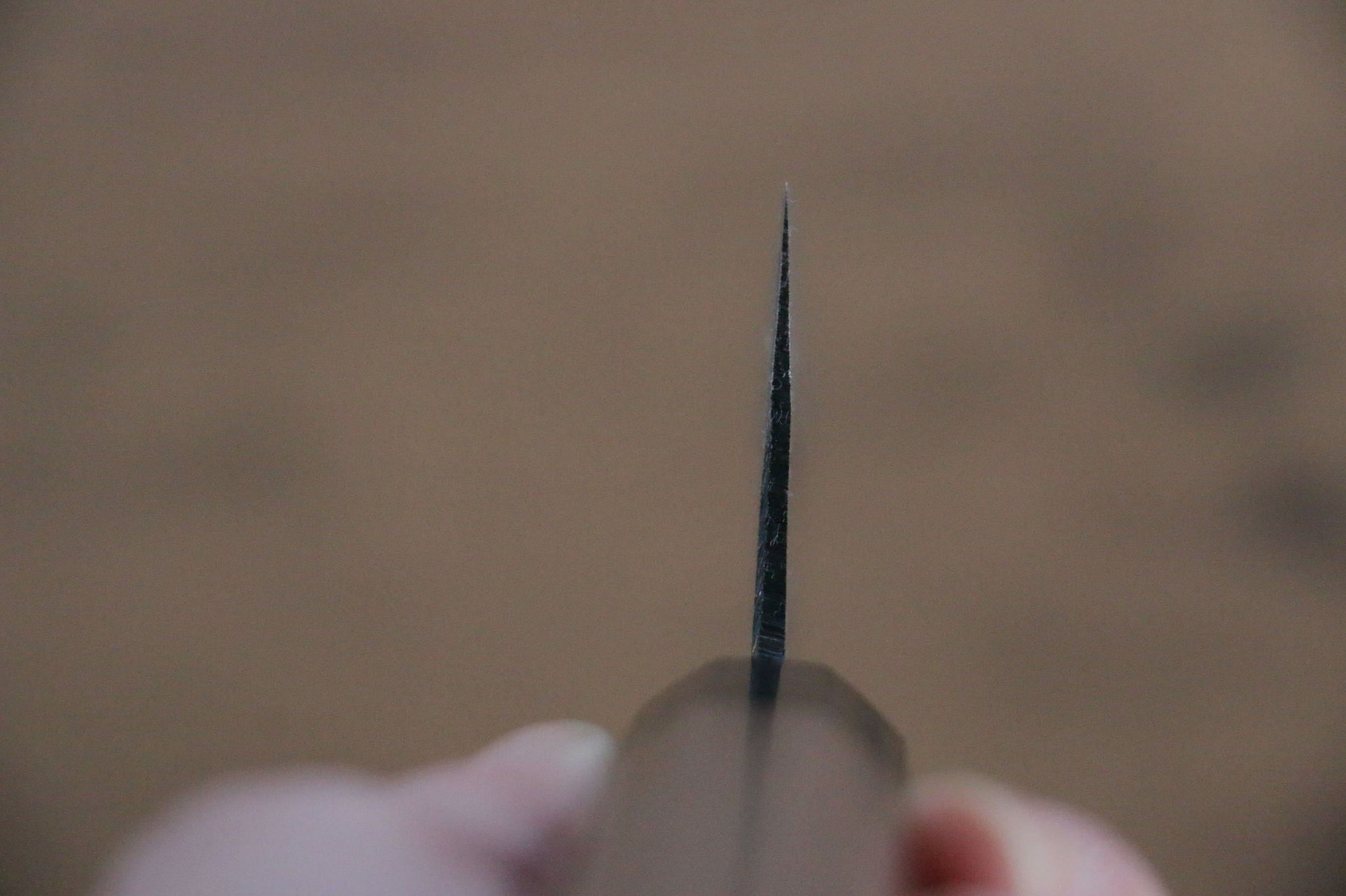 堺 孝行 青ニ鋼 黒打 虎視眈々の彫刻入り 三徳包丁  170mm ウォルナット柄 - 清助刃物