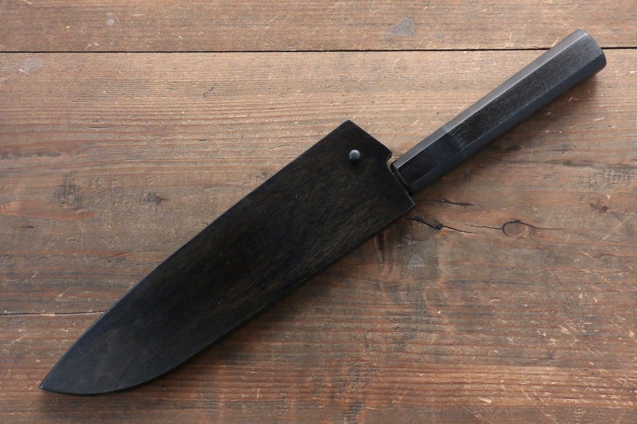 Yoshimi Kato VG10 nickel Damascus Bunka Japanese Chef Knife 165mm with Black Lacquered Handle with Saya - 清助刃物