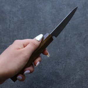 清助 波 AUS10 鏡面仕上げ ダマスカス ペティーナイフ 和包丁 80mm 樫柄 - 清助刃物