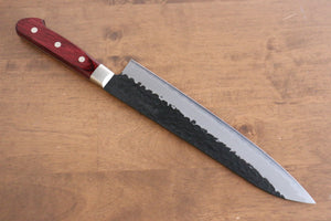 清助 黒紅 青スーパー鋼 鎚目 黒打 牛刀包丁 和包丁 240mm 赤合板柄 - 清助刃物