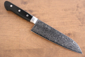 清助 鏡 AUS10 鏡面仕上げ ダマスカス 三徳包丁  170mm 黒合板柄 - 清助刃物