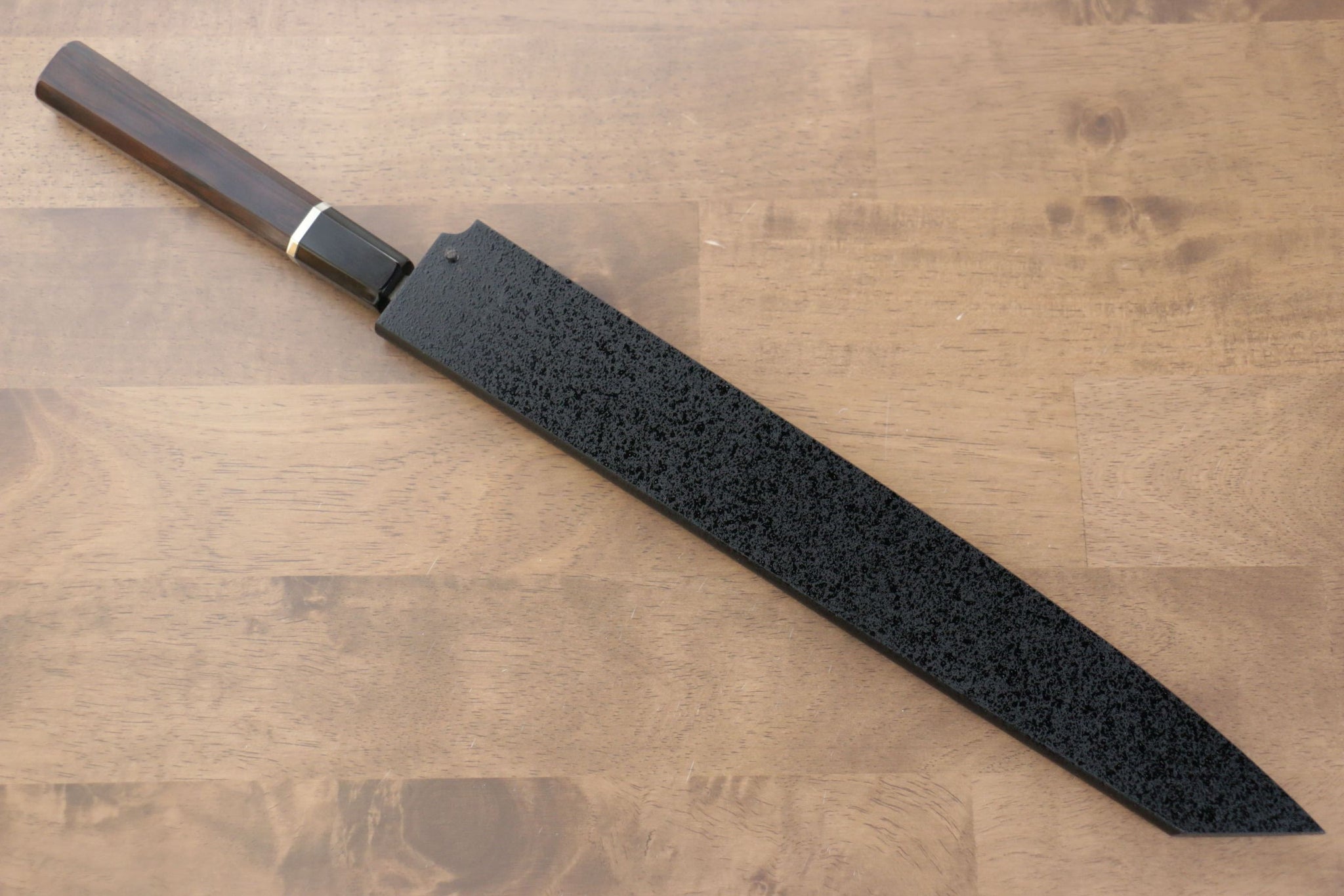 堺 孝行 富士山 本焼 白ニ鋼 鏡面仕上げ 切付柳刃包丁  300mm リング付き黒檀柄 鞘付き - 清助刃物