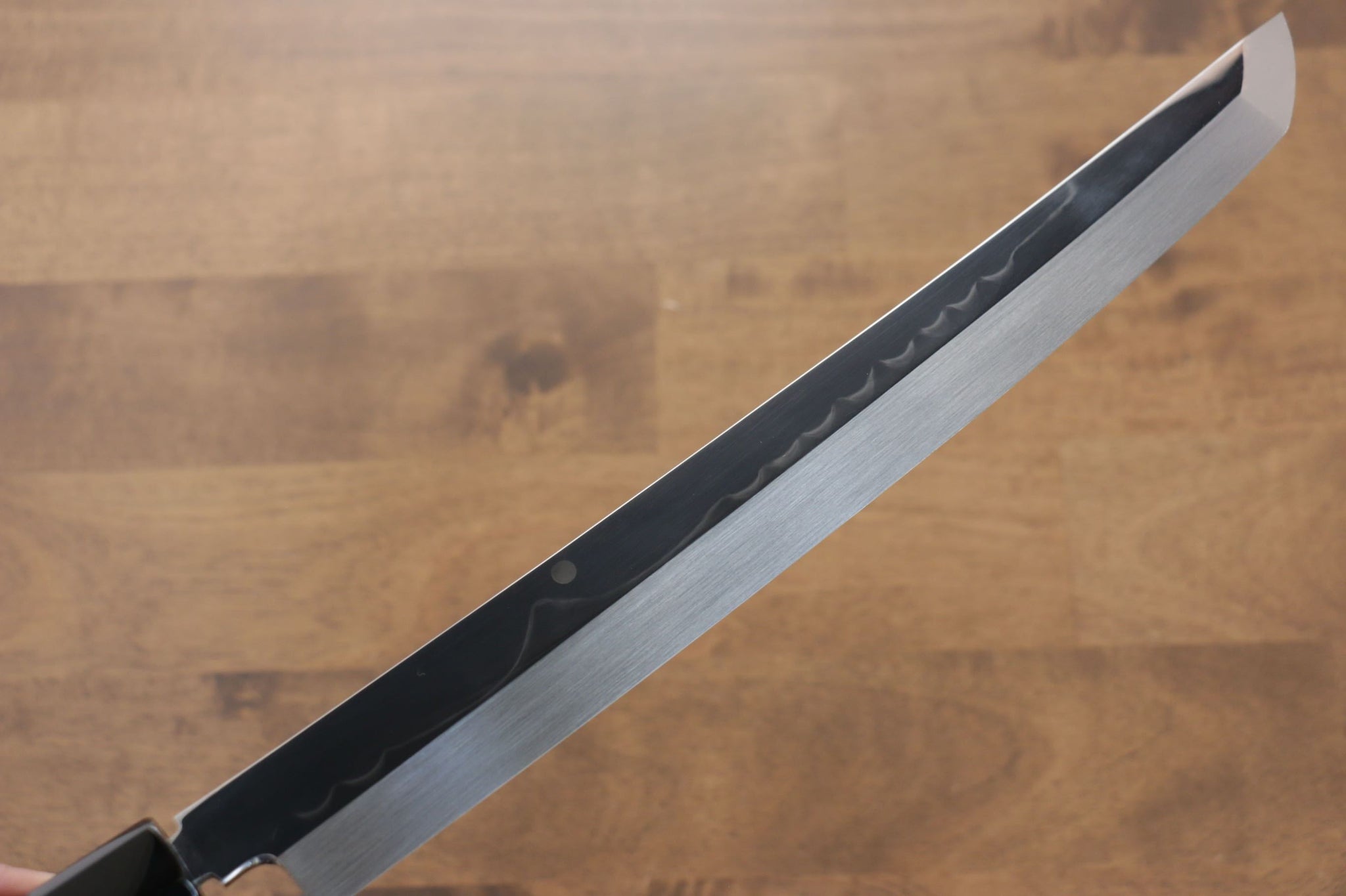 堺 孝行 富士山 本焼 白ニ鋼 鏡面仕上げ 先丸柳刃包丁  300mm リング付き黒檀柄 鞘付き - 清助刃物