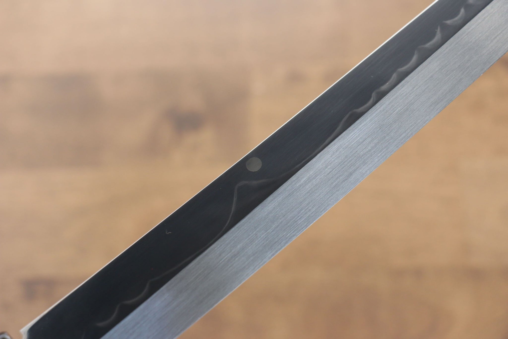 堺 孝行 富士山 本焼 白ニ鋼 鏡面仕上げ 先丸柳刃包丁  300mm リング付き黒檀柄 鞘付き - 清助刃物