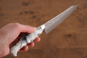 黒崎 優 閃光 R2/SG2 鎚目 ペティーナイフ 和包丁 150mm 白アクリル柄 - 清助刃物