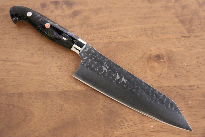黒崎 優 閃光 R2/SG2 鎚目 三徳包丁 和包丁 180mm 黒アクリル柄