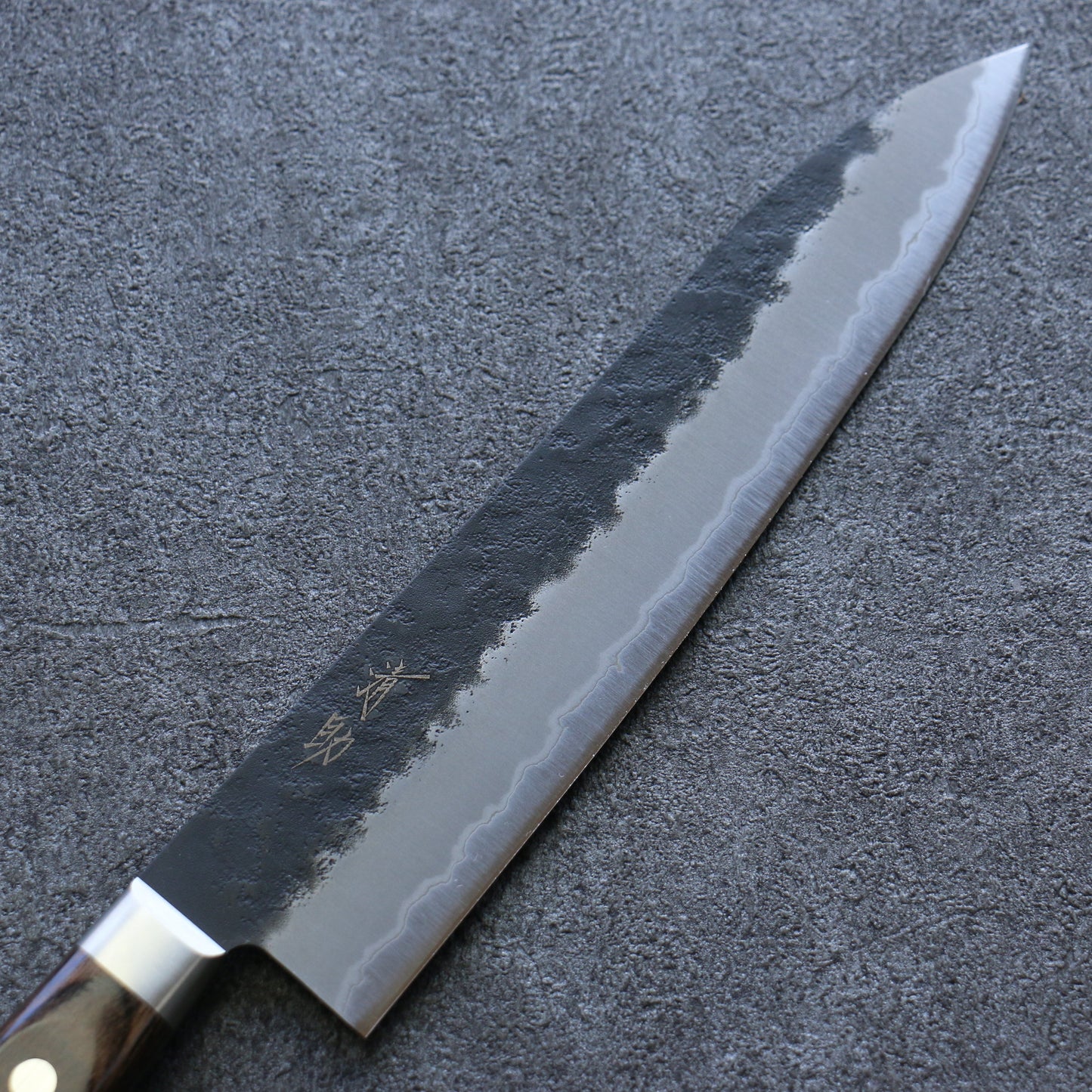 清助 青スーパー鋼 黒 牛刀包丁  210mm 茶合板柄 - 清助刃物