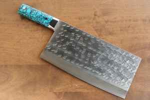 佐治 武士 SRS13 鎚目 中華包丁 和包丁 225mm ターコイズ柄 - 清助刃物