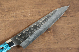 佐治 武士 SRS13 鎚目(丸) ペティーナイフ 和包丁 130mm ターコイズ柄 - 清助刃物