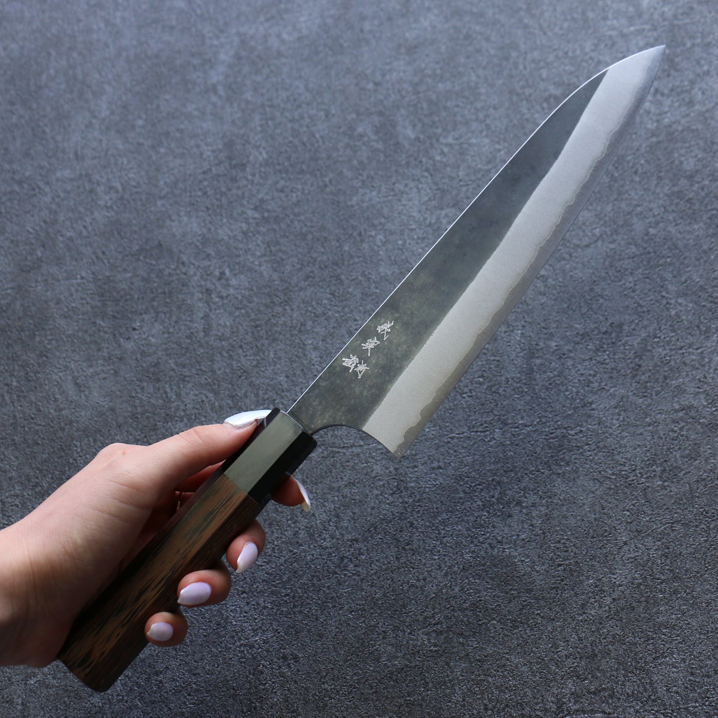 加藤 義実 白鋼 黒 牛刀包丁  210mm ウエンジ柄 - 清助刃物