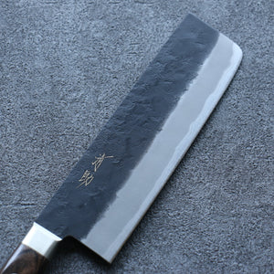 清助 青スーパー鋼 黒 菜切包丁 和包丁 165mm 茶合板柄 - 清助刃物