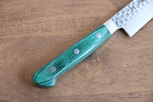 堺 孝行 V金10号 17層ダマスカス ペティーナイフ 和包丁 135mm 緑合板柄 - 清助刃物