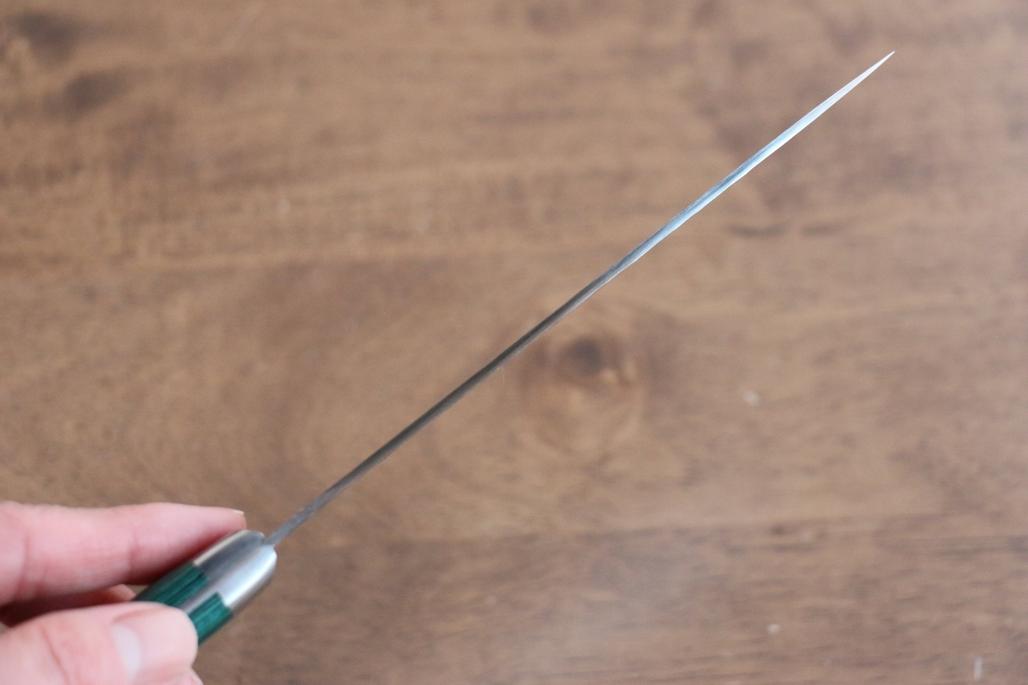 堺 孝行 V金10号 17層ダマスカス ペティーナイフ  135mm 緑合板柄 - 清助刃物