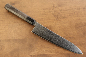 寛丈 V金10号 ダマスカス 牛刀包丁 和包丁 210mm グレー合板柄 - 清助刃物