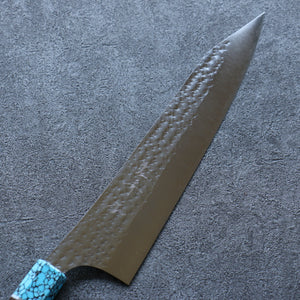 黒崎 優 閃光 鋭 R2/SG2 鎚目 牛刀包丁 和包丁 240mm ウエンジ(ターコイズリング付き)柄 - 清助刃物